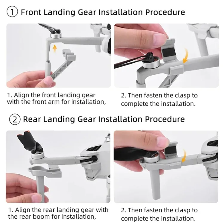 For DJI Mini 4 Pro Drone BRDRC Landing Gear Increased Height Leg(Gray)
