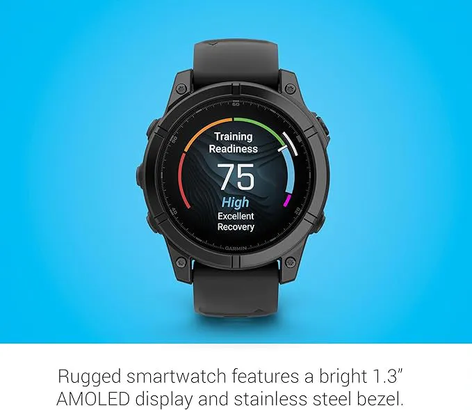 Garmin fēnix E Unisex Slate Gray Steel with Black Band Amoled Long-Lasting Battery Life 47 Millimeters Premium Multisport GPS Smartwatch - 010-03025-03