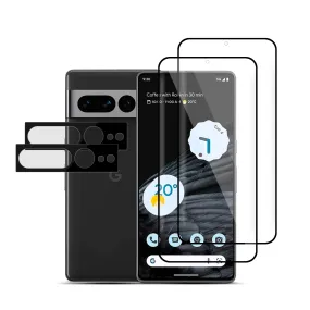 Google Pixel 7 Pro Screen Protector With Camera Lens Protectors | Tempered Glass| Pack of 2| Black