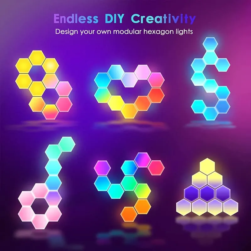 Hexagon Light Panels,Music Sync RGB Hexagon LED Lights Gaming Lights with APP & Remote Control For Home Decor Gaming