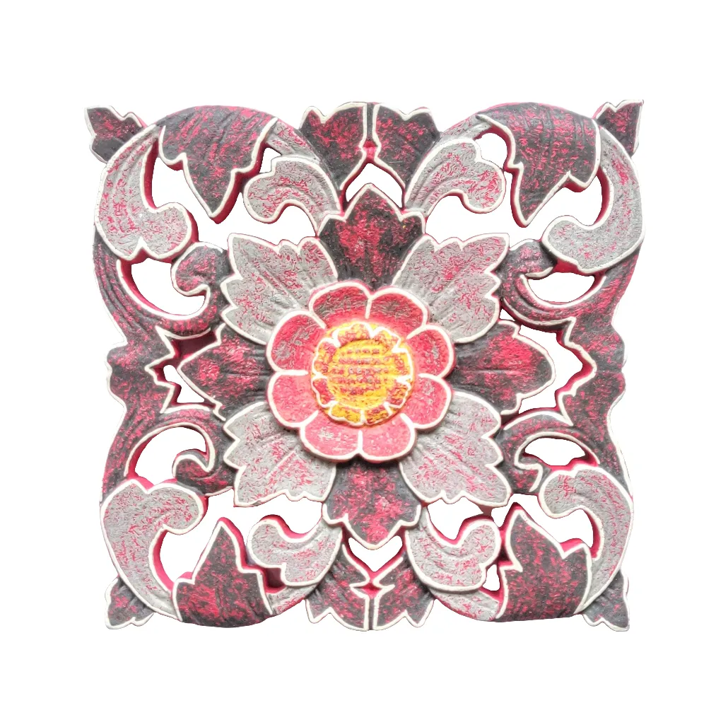 Home Decor. Wall Sculpture. Hand Crafted Floral Wooden Wall Relief Panel, "Blooming Flowers".