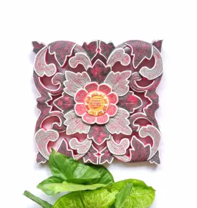Home Decor. Wall Sculpture. Hand Crafted Floral Wooden Wall Relief Panel, "Blooming Flowers".
