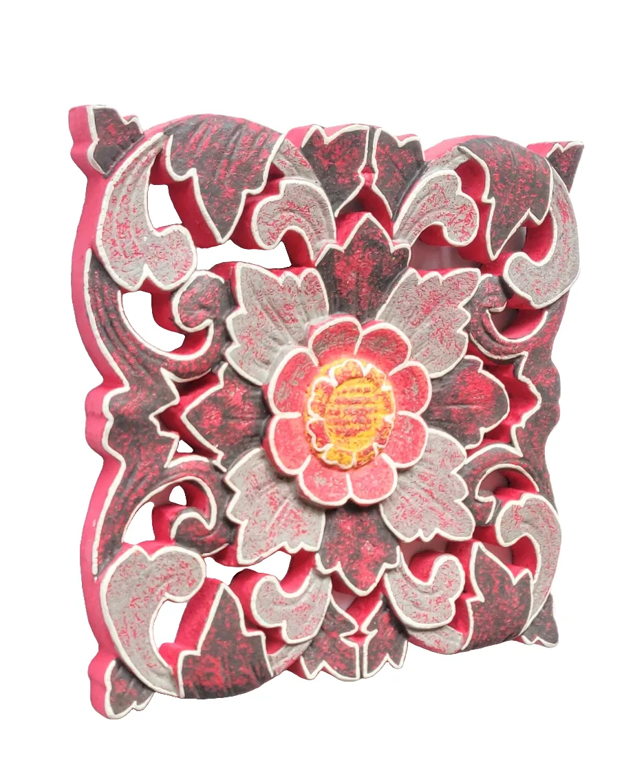 Home Decor. Wall Sculpture. Hand Crafted Floral Wooden Wall Relief Panel, "Blooming Flowers".