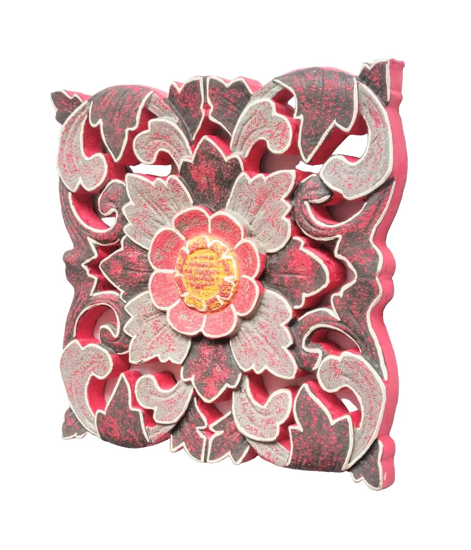 Home Decor. Wall Sculpture. Hand Crafted Floral Wooden Wall Relief Panel, "Blooming Flowers".