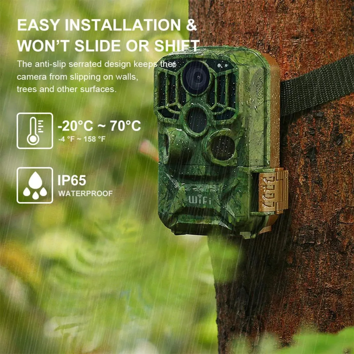 K&F Concept K&F KF-401F WiFi Trail Camera 5 Million Sensor 24MP 1296P HD Outdoor Wildlife Monitoring Waterproof Night Infrared Vision Hunting Camera