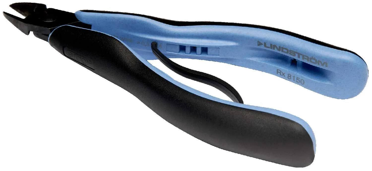 Lindstrom RX-8152 ESD-Safe Medium Oval Head Diagonal Ultra-Flush&reg; Alloy Steel Cutter with ERGO&trade; Cushioned Grip Handles, 5.43" OAL