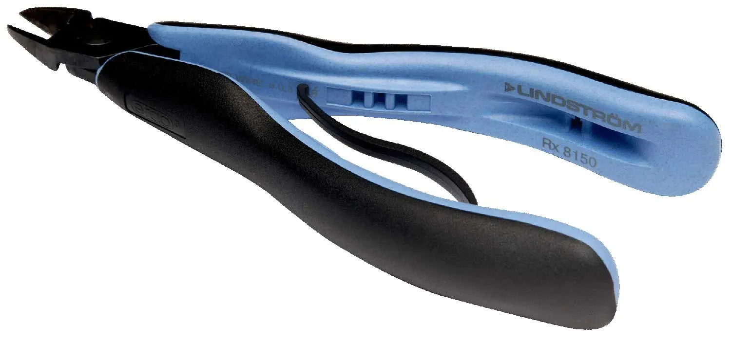 Lindstrom RX-8160 ESD-Safe Large Oval Head Diagonal Micro-Bevel&reg; Alloy Steel Cutter with ERGO&trade; Cushioned Grip Handles, 5.80" OAL