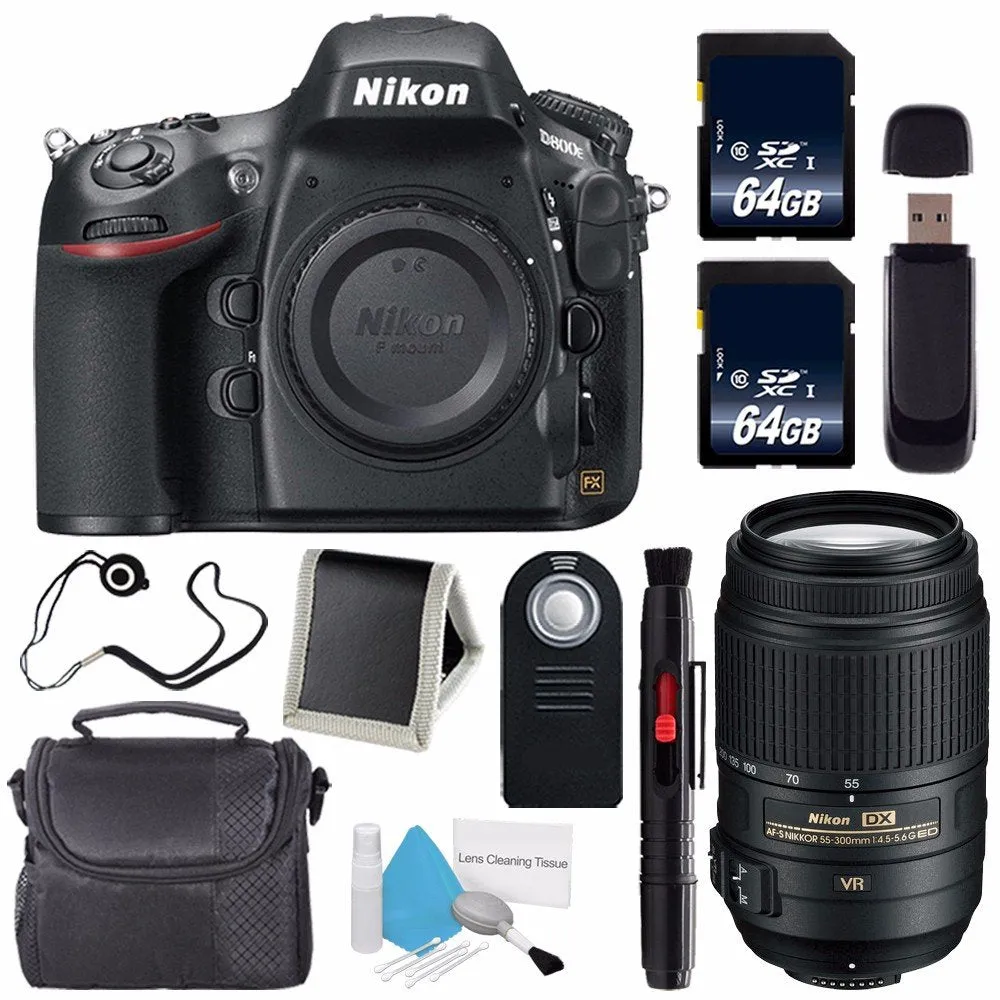 Nikon D800E Digital Camera (Body Only) (International Model)   Nikon AF-S DX 55-300mm f/4.5-5.6G ED VR Lens   64GB Memory Card