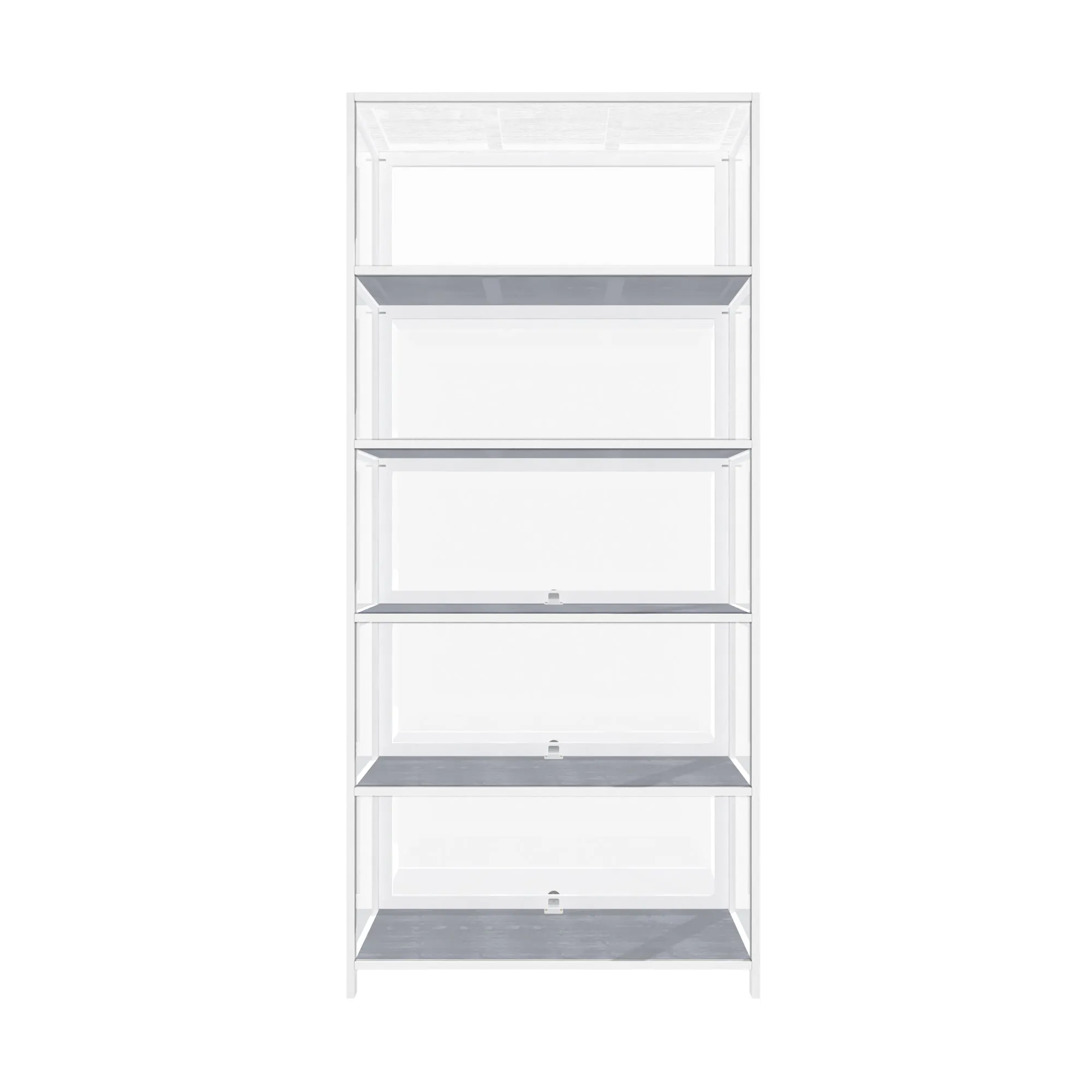 OIKITURE 5 Tier Display Storage Cabinet with Magnetic Closure Clear Door,Hallway Shelves Cabinet for Living Room Dining