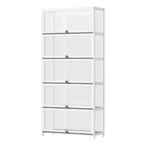 OIKITURE 5 Tier Display Storage Cabinet with Magnetic Closure Clear Door,Hallway Shelves Cabinet for Living Room Dining