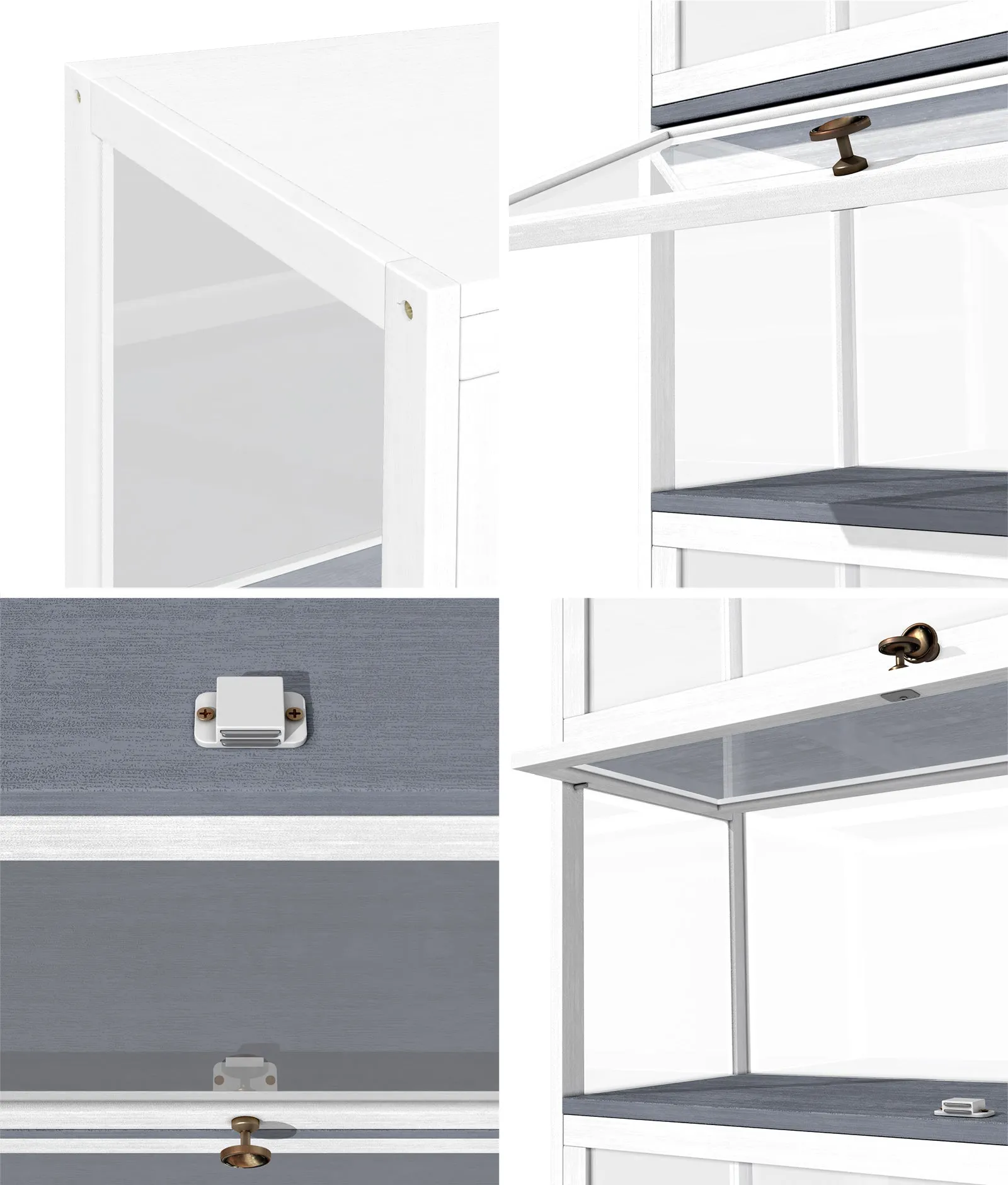 OIKITURE 5 Tier Display Storage Cabinet with Magnetic Closure Clear Door,Hallway Shelves Cabinet for Living Room Dining