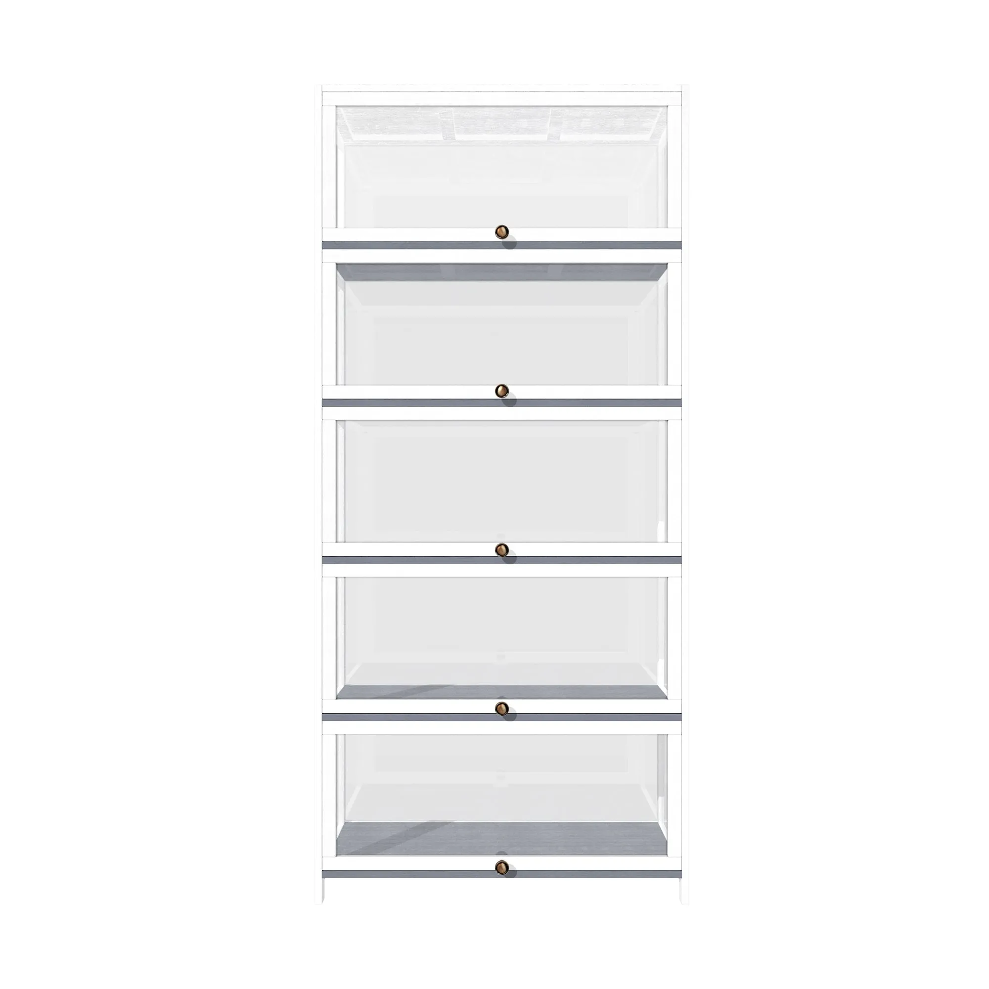 OIKITURE 5 Tier Display Storage Cabinet with Magnetic Closure Clear Door,Hallway Shelves Cabinet for Living Room Dining