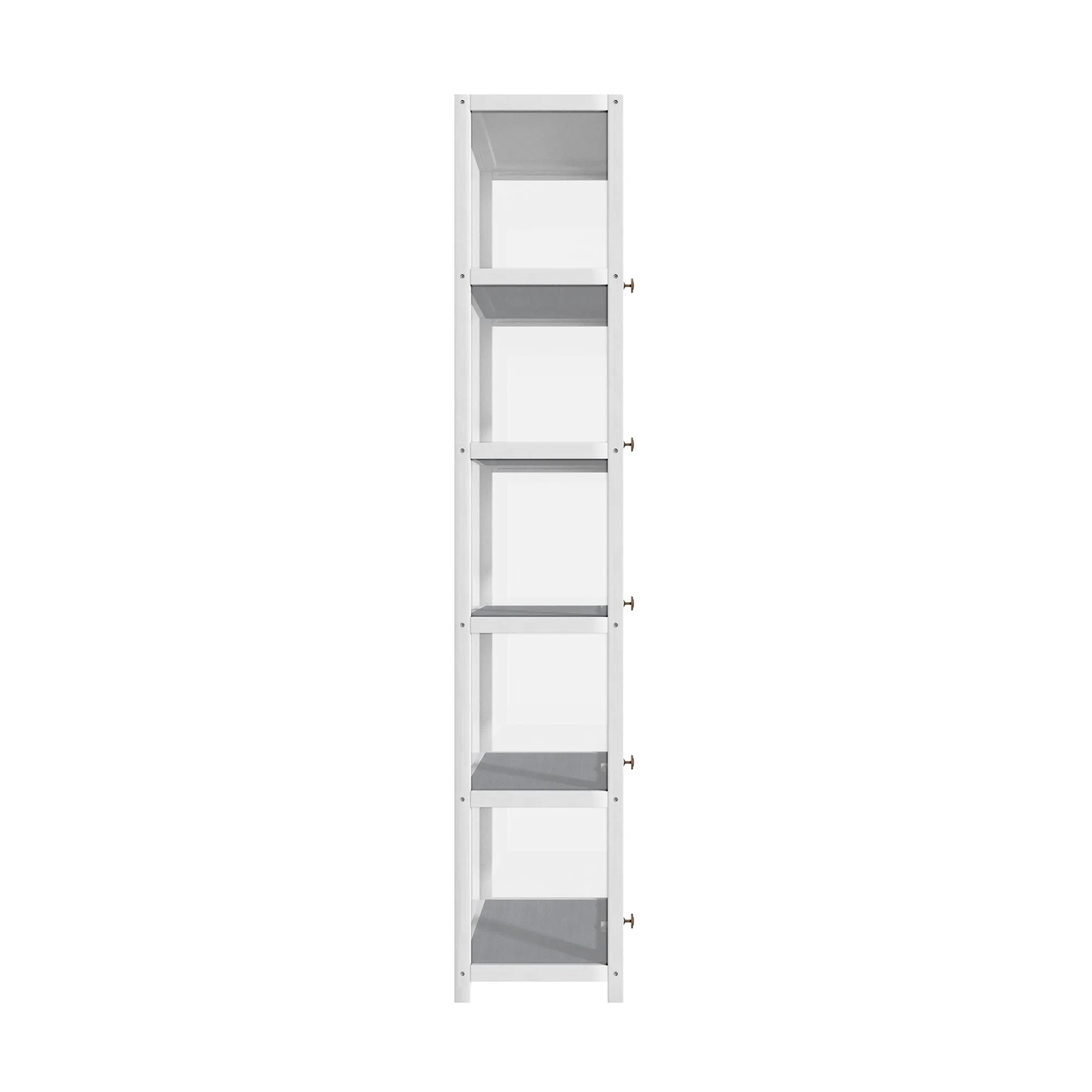 Oikiture Display Cabinet Slim Storage 5-Tier Shelves Clear Bookcase Rack White