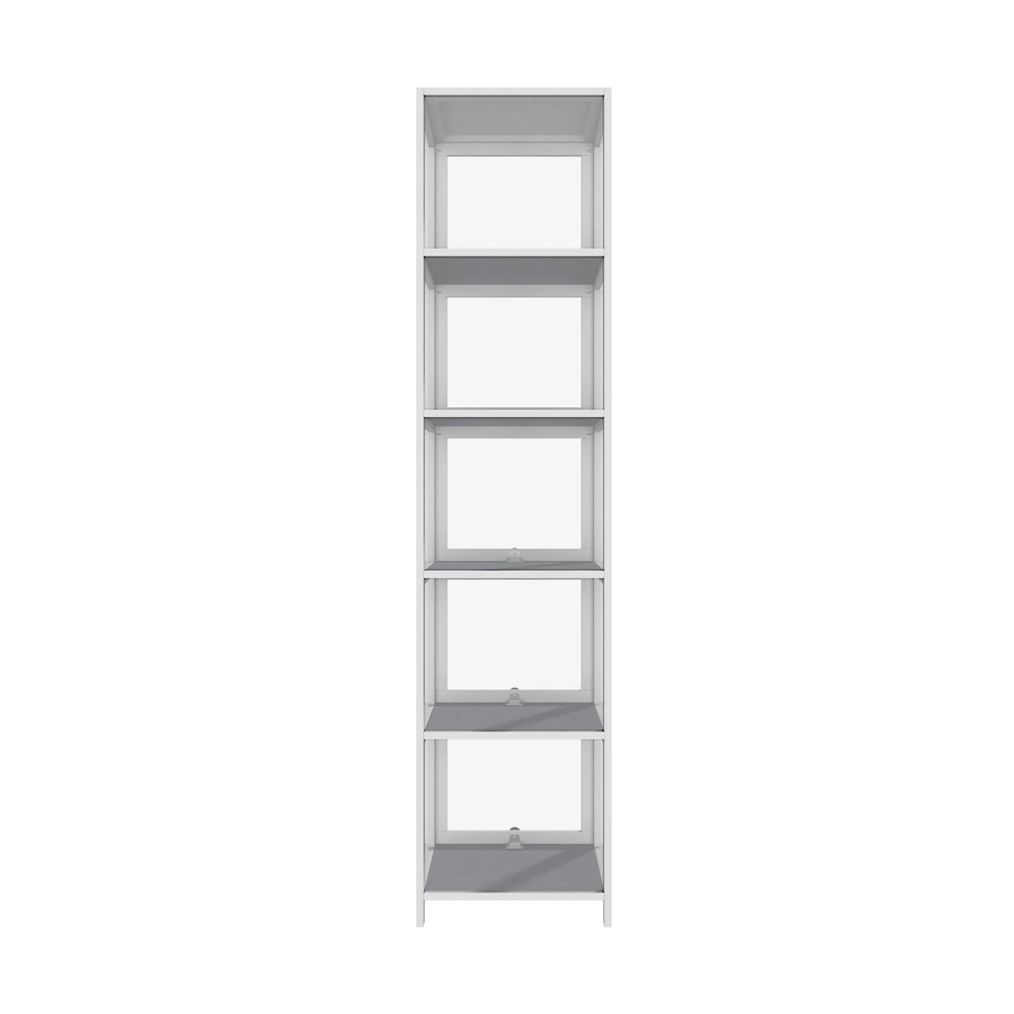 Oikiture Display Cabinet Slim Storage 5-Tier Shelves Clear Bookcase Rack White