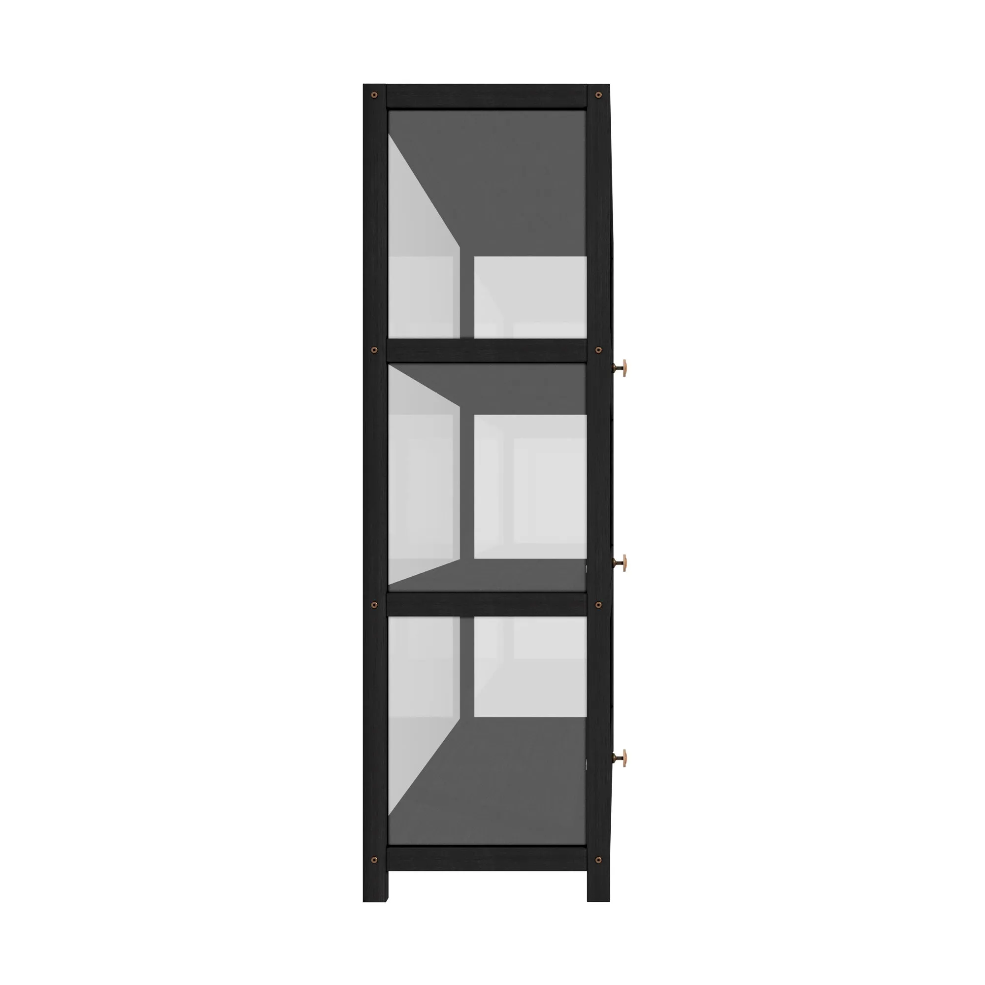 Oikiture Display Cabinet Storage 3-Tier Shelves Clear Bookcase Stand Rack Black