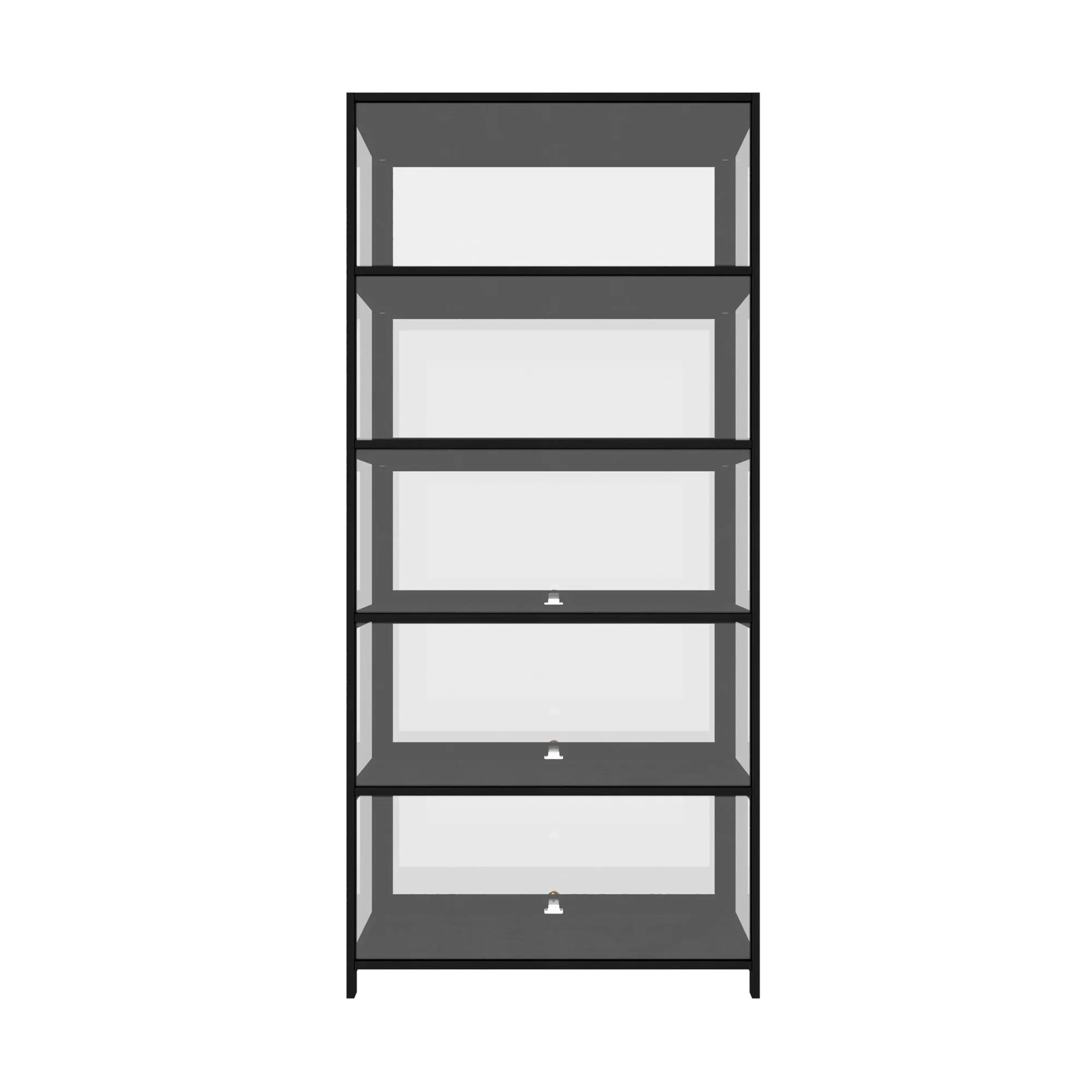 Oikiture Display Cabinet Storage 5-Tier Shelves Clear Bookcase Stand Rack Black