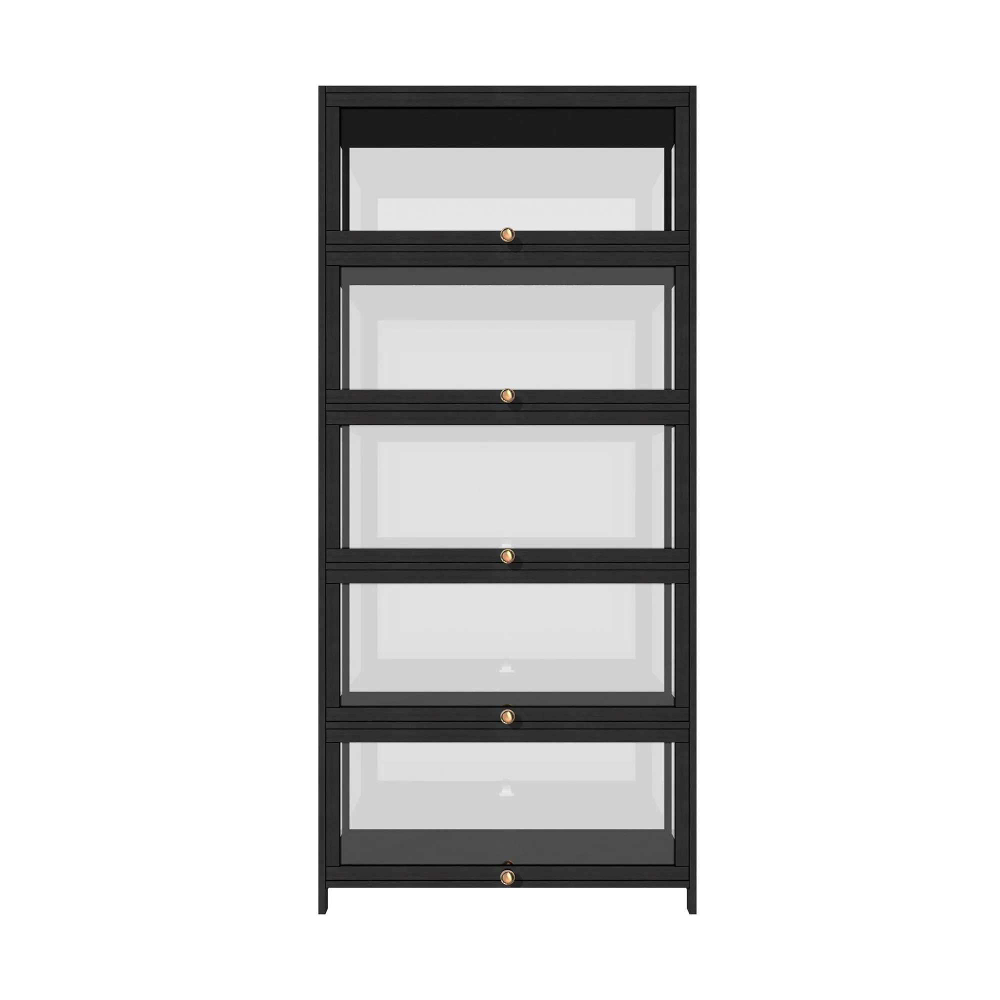 Oikiture Display Cabinet Storage 5-Tier Shelves Clear Bookcase Stand Rack Black