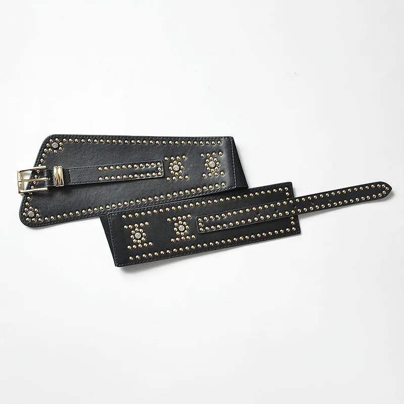 Punk Solid Rivets Patchwork Metal Accessories Decoration Belts