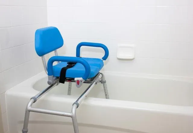 Reconditioned - Carousel Sliding Transfer Bench with Swivel Seat.