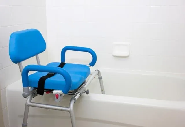 Reconditioned - Carousel Sliding Transfer Bench with Swivel Seat.