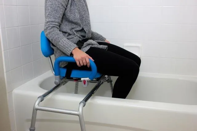 Reconditioned - Carousel Sliding Transfer Bench with Swivel Seat.