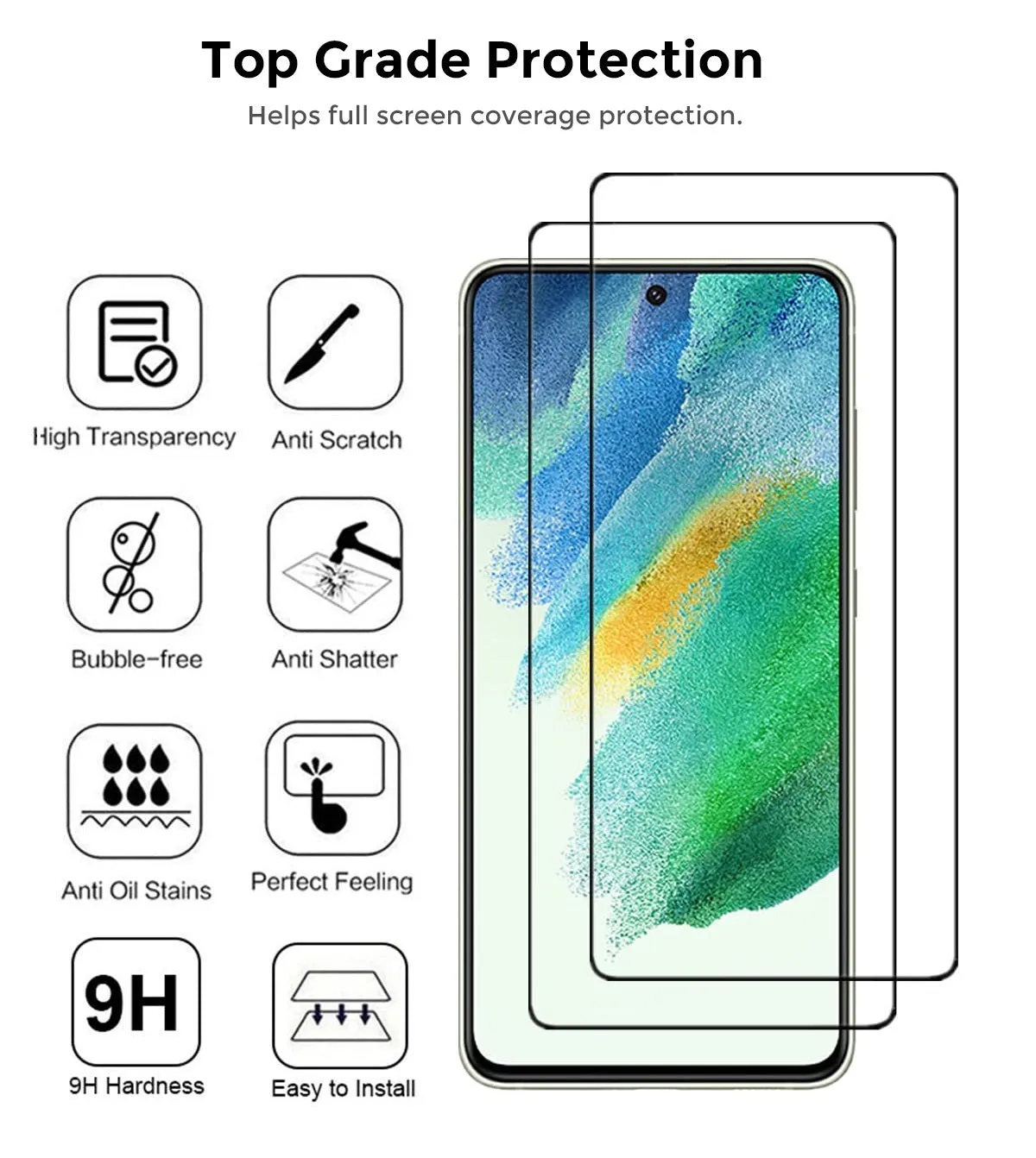 Samsung Galaxy S21 FE 5G Screen Protector | Tempered Glass | 2 Pack - Black