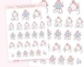 Self Care Sticker Sheet | Pamper & Spa Planner Stickers | Self Love Manicure Stickers for Journals, Bullet Planners & Wellness Tracking | KATNIPP 005