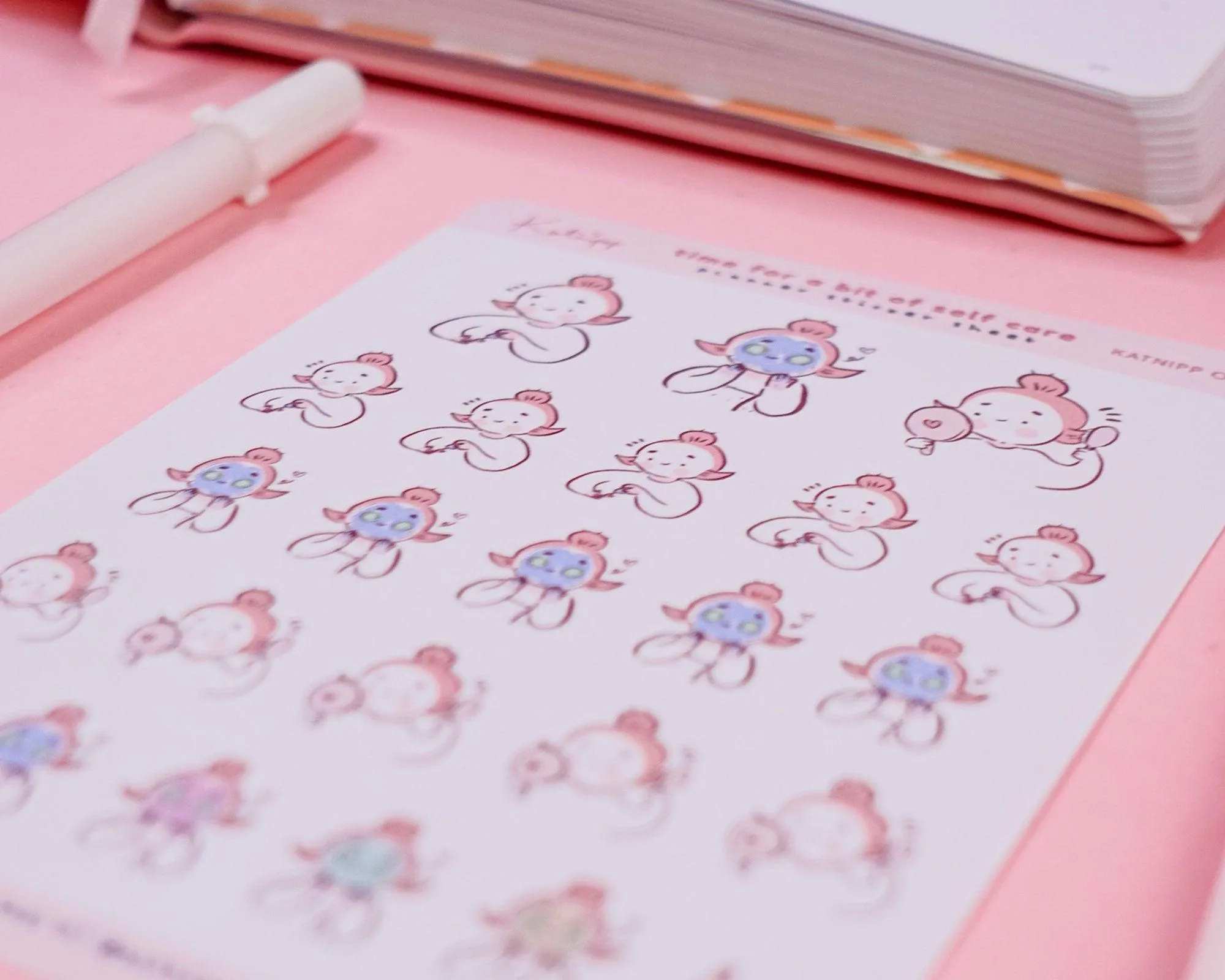 Self Care Sticker Sheet | Pamper & Spa Planner Stickers | Self Love Manicure Stickers for Journals, Bullet Planners & Wellness Tracking | KATNIPP 005