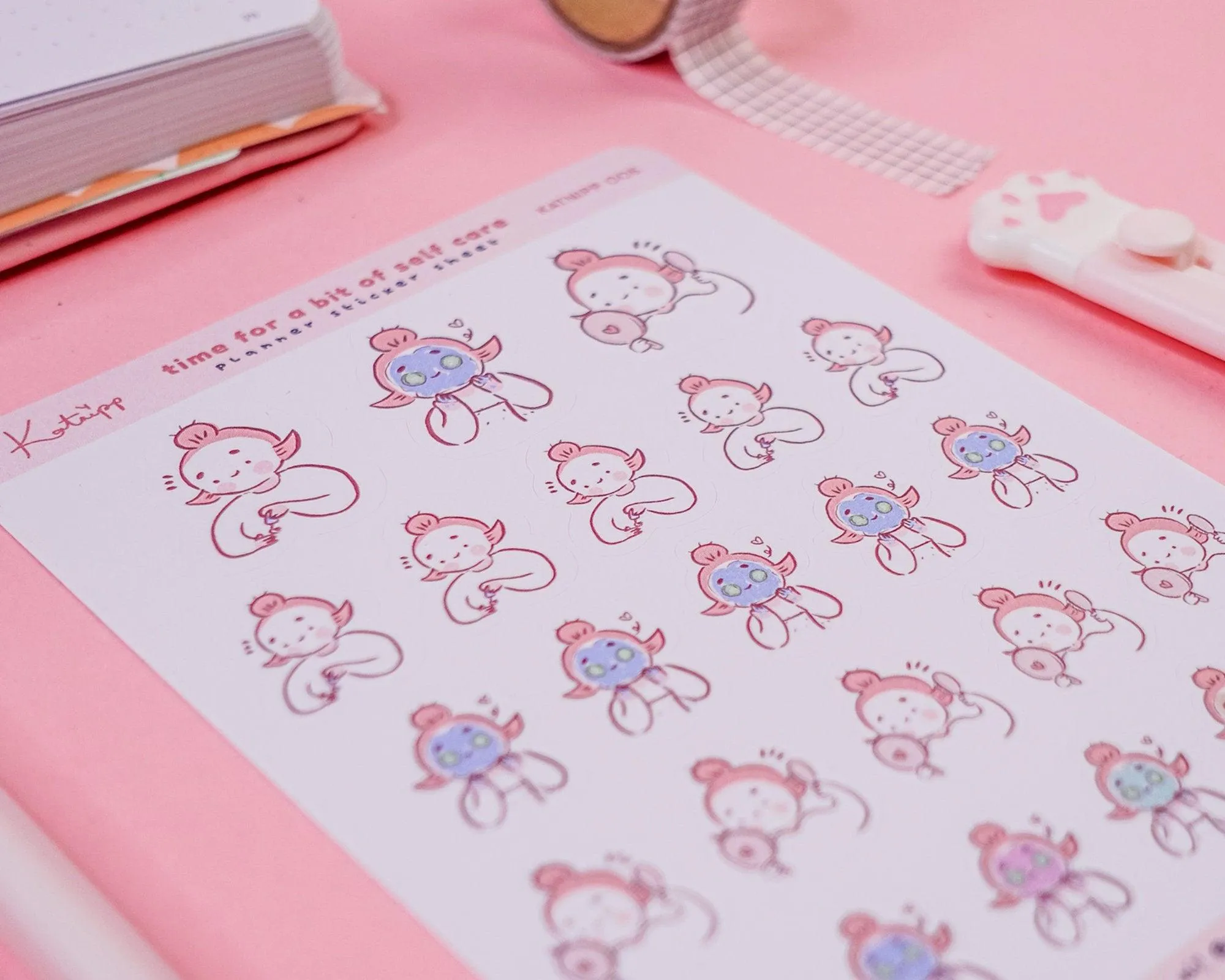Self Care Sticker Sheet | Pamper & Spa Planner Stickers | Self Love Manicure Stickers for Journals, Bullet Planners & Wellness Tracking | KATNIPP 005