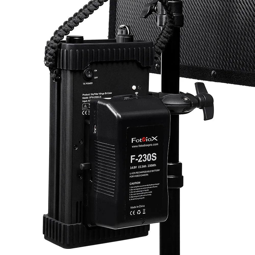 SkyFiller Wings 2x2 200w Bi-Color - Folding LED Panel Lighting w/ Flat Softbox and Grid, Includes Upgraded Domed Softbox & Compact 5'6" Light Stand (while supplies last!)