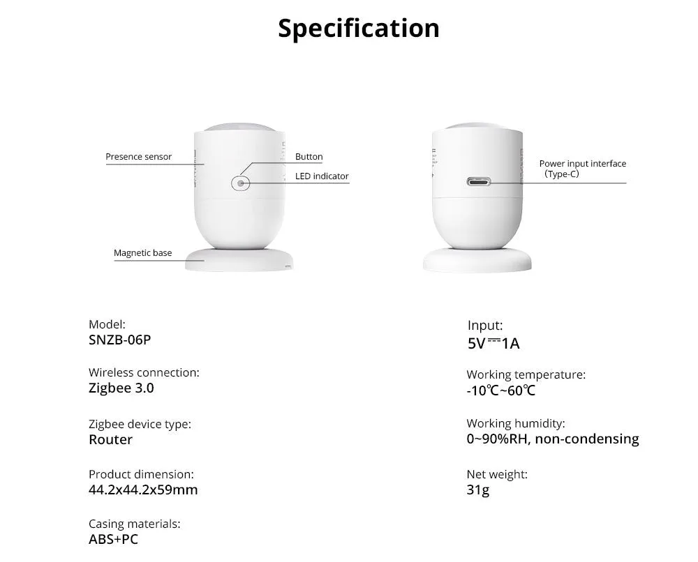 SONOFF Zigbee Human Presence Sensor (SNZB-06P)
