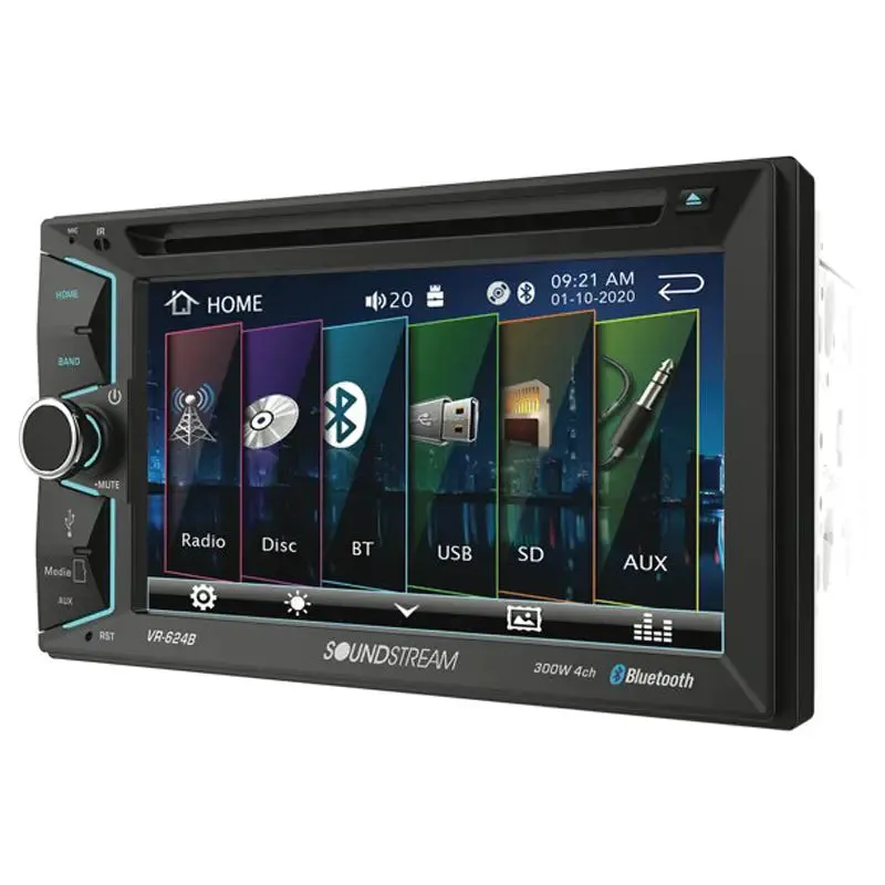 Soundstream VR-624B Double-DIN Bluetooth in-Dash DVD/CD/AM/FM Car Stereo Receiver