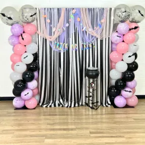 Stripe Satin 8ft H x 52"W Backdrop Panel/Drape - Black & White