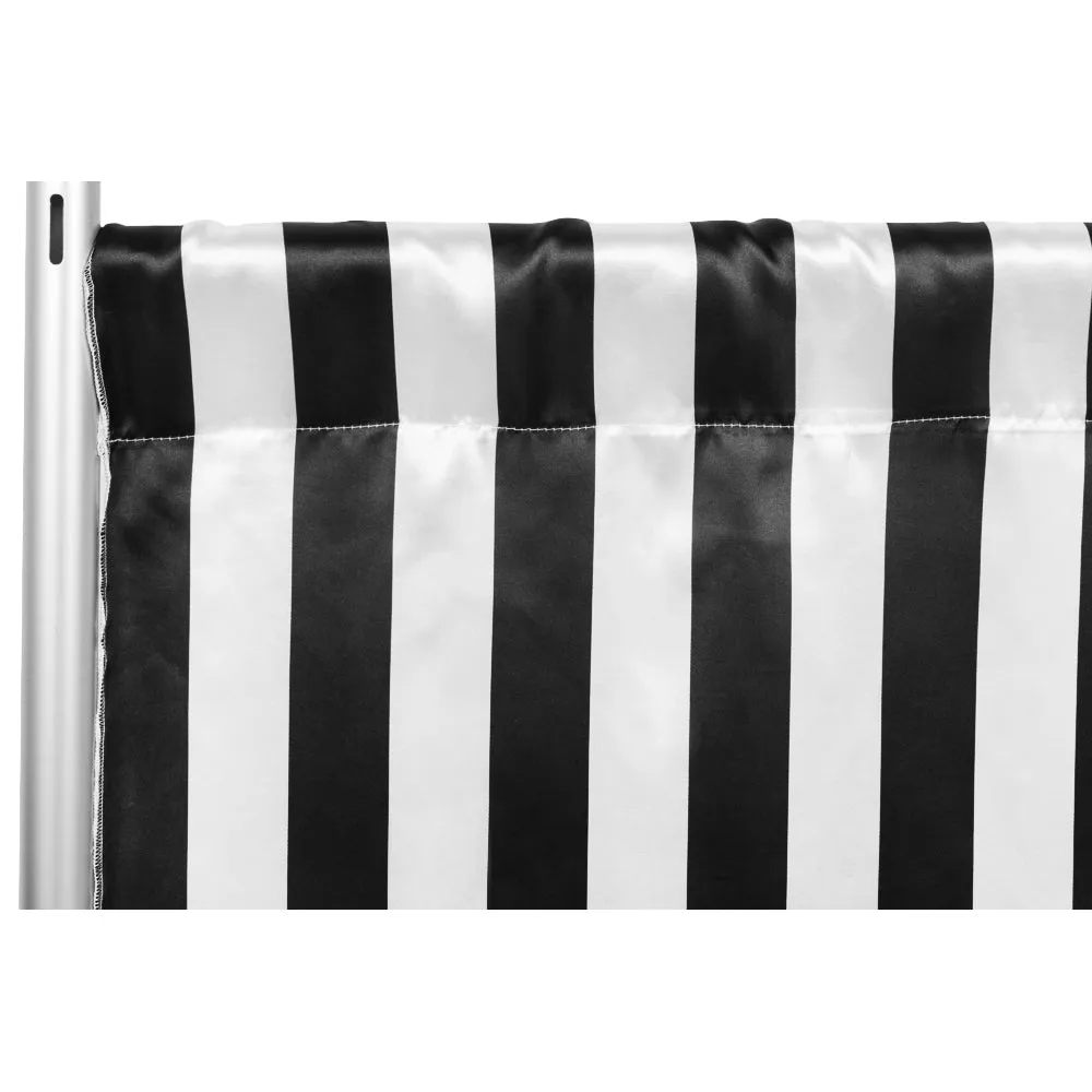 Stripe Satin 8ft H x 52"W Backdrop Panel/Drape - Black & White