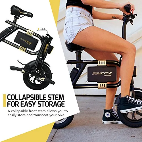 SWAGTRON SwagCycle E-Bike – Folding Electric Bicycle with 10 Mile Range, Collapsible Frame, and Handlebar Display