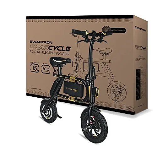 SWAGTRON SwagCycle E-Bike – Folding Electric Bicycle with 10 Mile Range, Collapsible Frame, and Handlebar Display