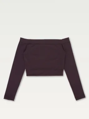 Technical Off-Shoulder Top in Deep Wine