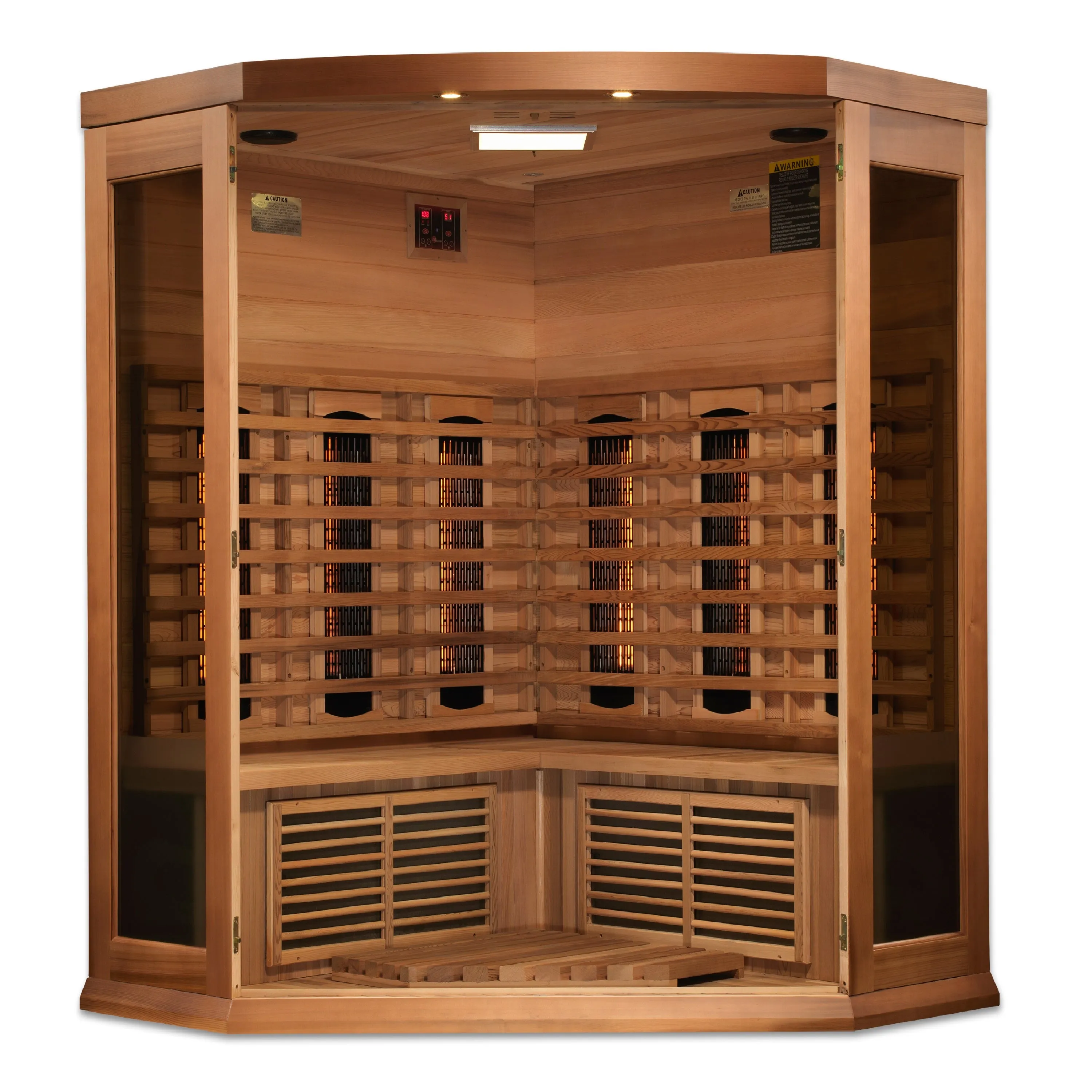 The Nirvana 3 Person Near Zero EMF Indoor Full Spectrum Infrared Corner Sauna