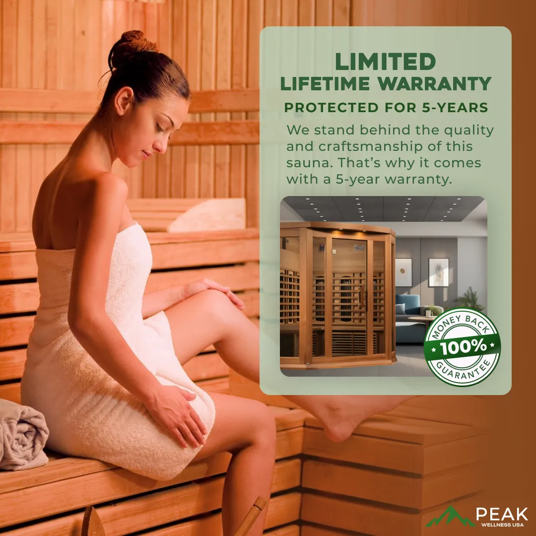 The Nirvana 3 Person Near Zero EMF Indoor Full Spectrum Infrared Corner Sauna