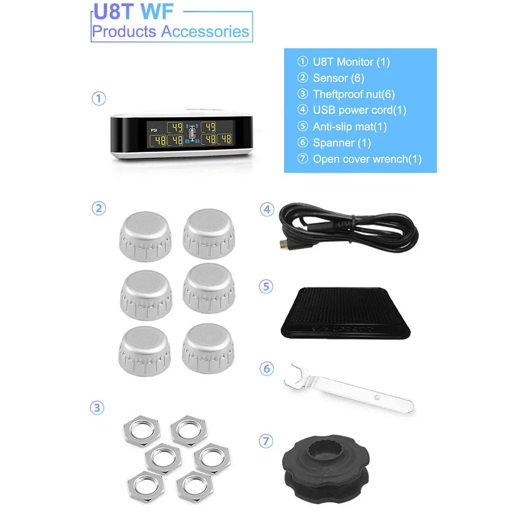 TPMS Car Wireless Tire Pressure for RV Bus Monitoring System 6