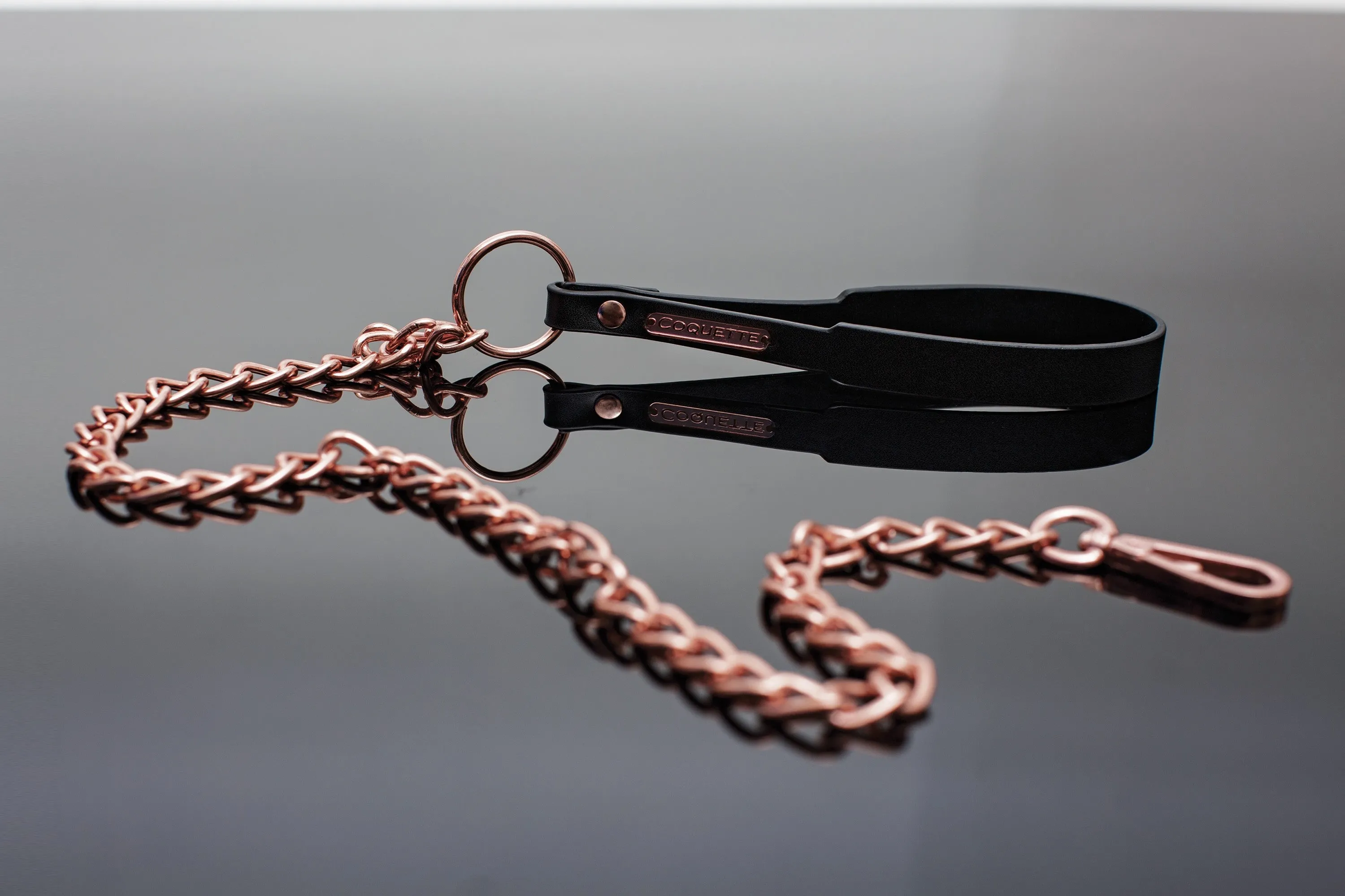 Vegan Leather & Rose Gold Metal Leash