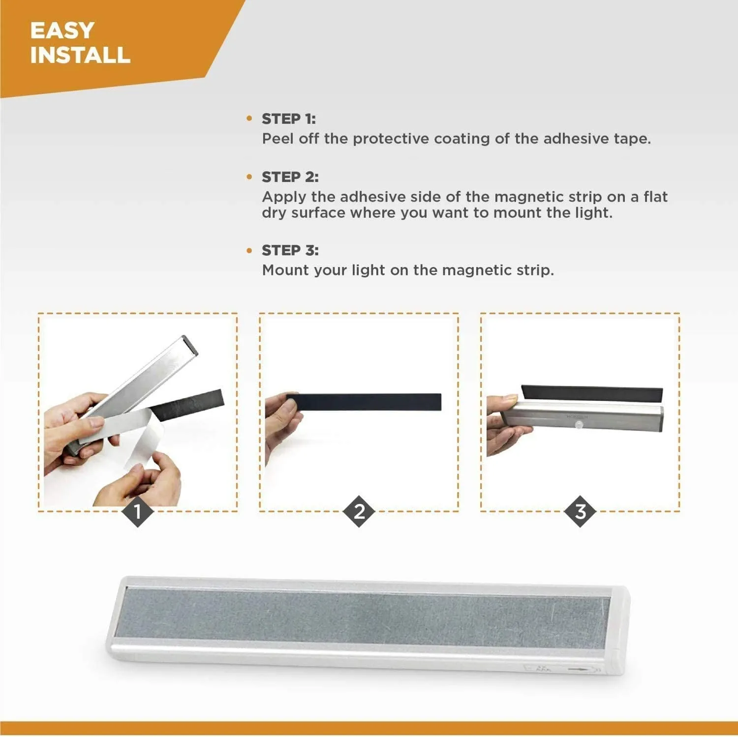 Vyanlight Motion Sensor LED Lights, 10 LED Battery Operated Motion Light, Stick-On Anywhere Magnetic Night Light Bar for under Cabinet, Closet, Hallway, Stairway, Wardrobe, Kitchen, Vanity, 3 Pack