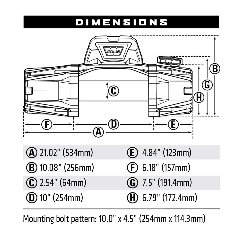 WARN VR EVO 10 12V WINCH - WIRE ROPE