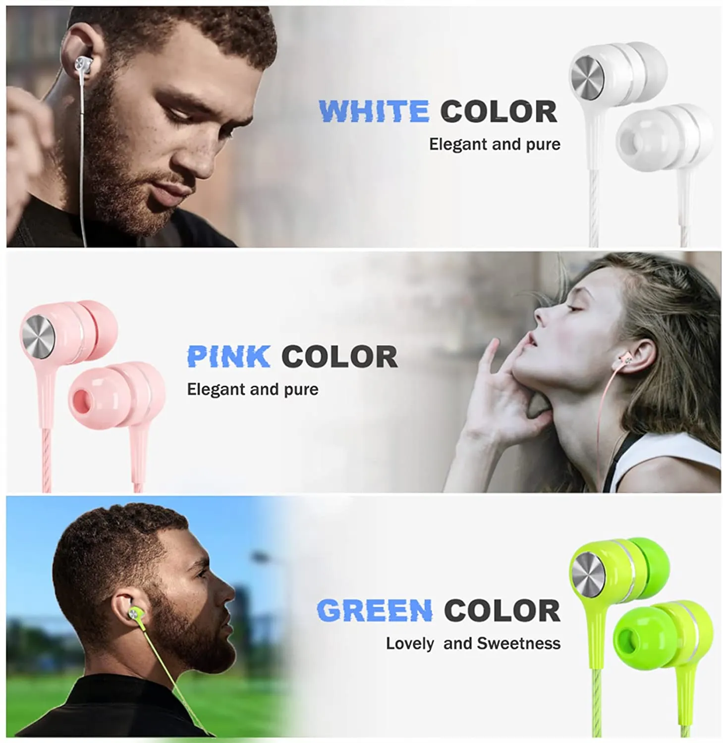 Wired Earbuds with Microphone,Noise Isolating in-Ear Headphones, 3.5mm Earphones Compatible with iPhone, iPad, MP3, Laptop, Computer etc.