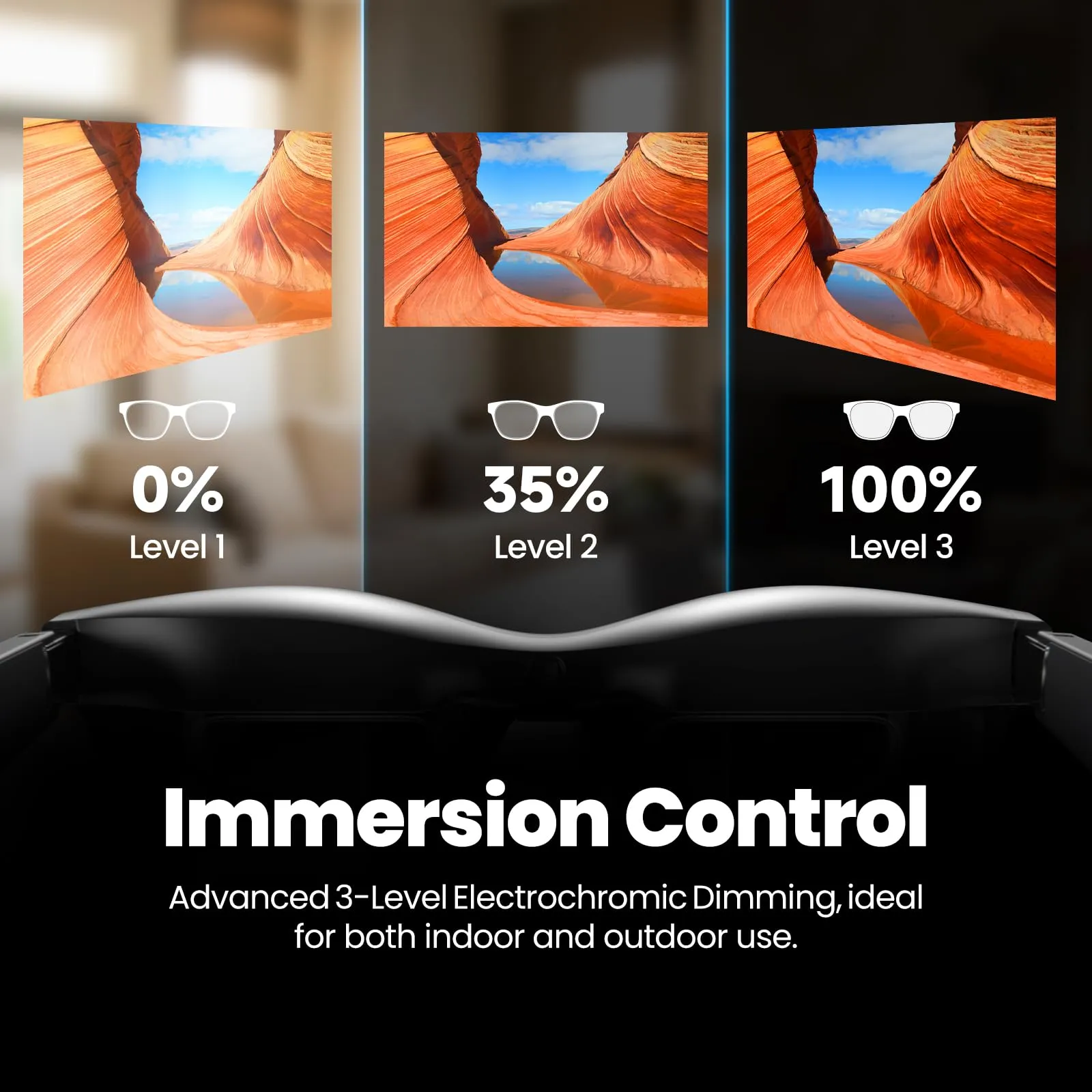 XREAL Air 2 Pro AR Glasses, The Ultimate Wearable Display with 3-level Electrochromic Dimming, 75g 120Hz 130", Smart Glasses, Gaming monitor, Compatible with iPhone 15/SteamDeck/ROG/Mac/PC/Android/iOS